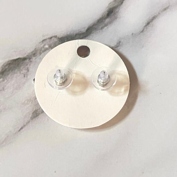 PRADA Triangle Logo Stud Earrings – Pierced, Stamped - White/Silver - Picture 2 of 4